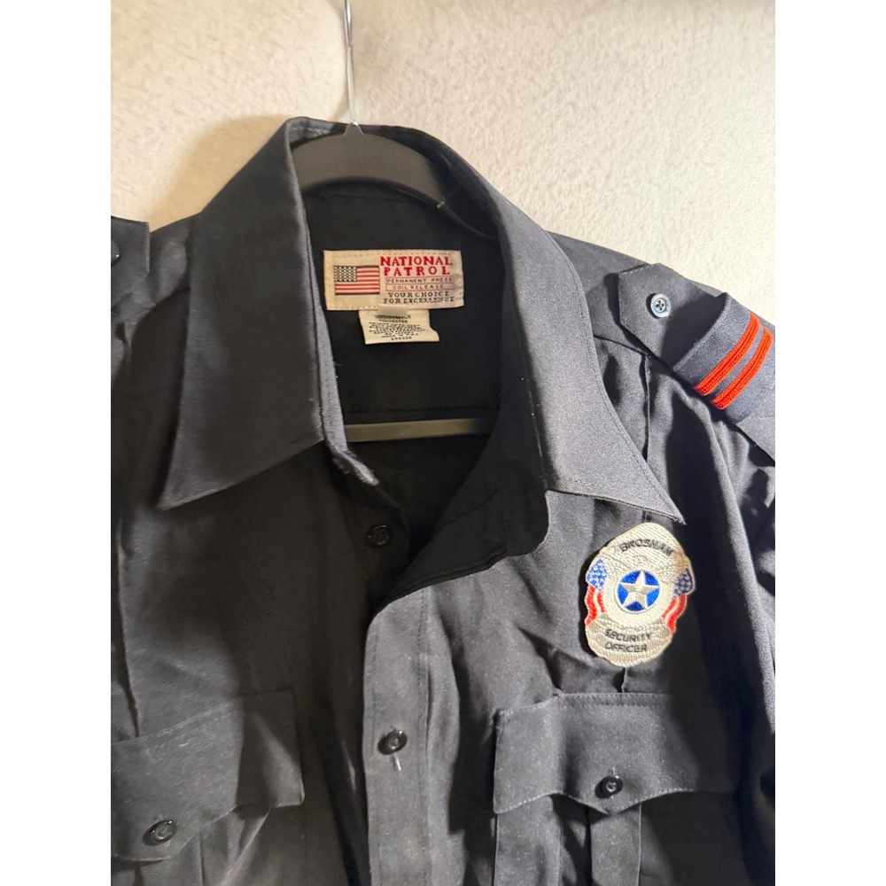 National Patrol Brosnan Security Uniform Shirt Black Short Sleeve 16-16.5 M